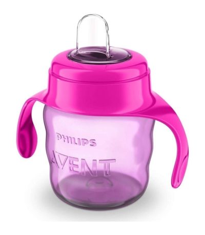 avent tasse mauve avec anses rouge 200ml 6m+ fille