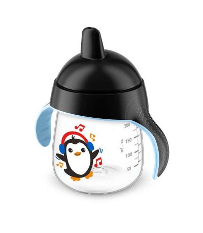 avent tasse pingouin avec anses noires anti derapante 260ml 12m+