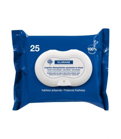 klorane bleuet lingettes demaquillantes apaisantes 25 unites
