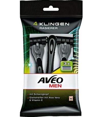 aveo men black rasoir jetable 4 lames homme