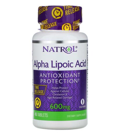 natrol, acide alpha lipoique, liberation retardee, 600 mg, 45 comprimes