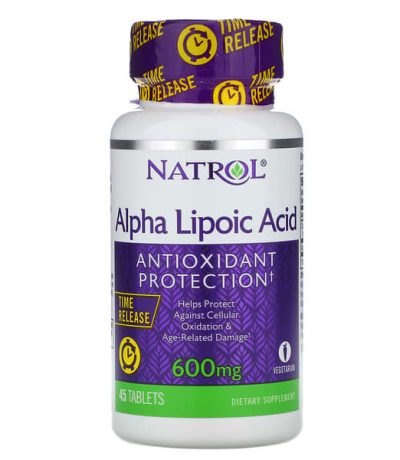 natrol, acide alpha lipoique, liberation retardee, 600 mg, 45 comprimes