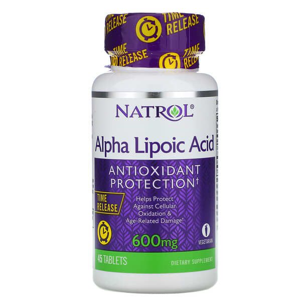 natrol, acide alpha lipoique, liberation retardee, 600 mg, 45 comprimes