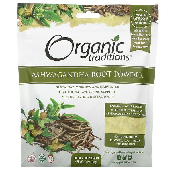 organic traditions poudre de racine ashwagandha 200 g