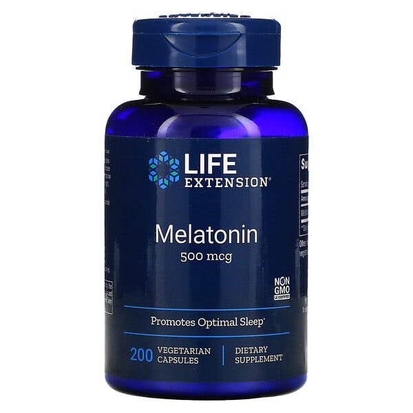 life extension, melatonine, 500 mg, 200 capsules vegetales