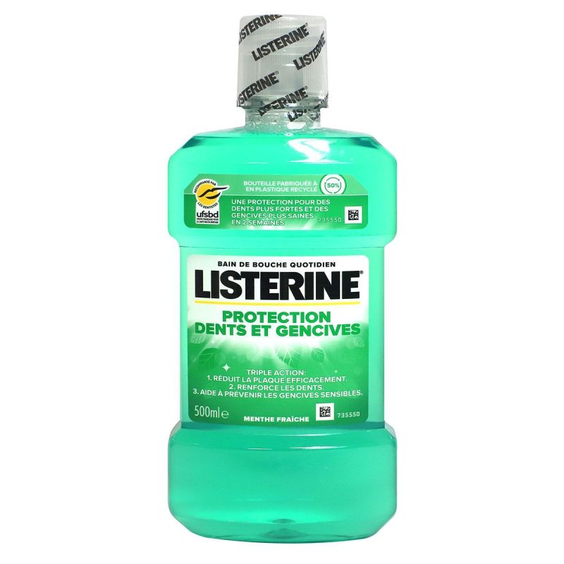 listerine bain de bouche protection dents et gencives 500ml