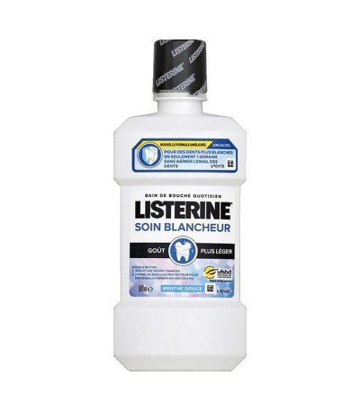 listerine bain bouche soin blancheur gout plus leger sans alcool menthe douce 500ml