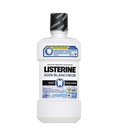 listerine bain bouche soin blancheur gout plus leger sans alcool menthe douce 500ml