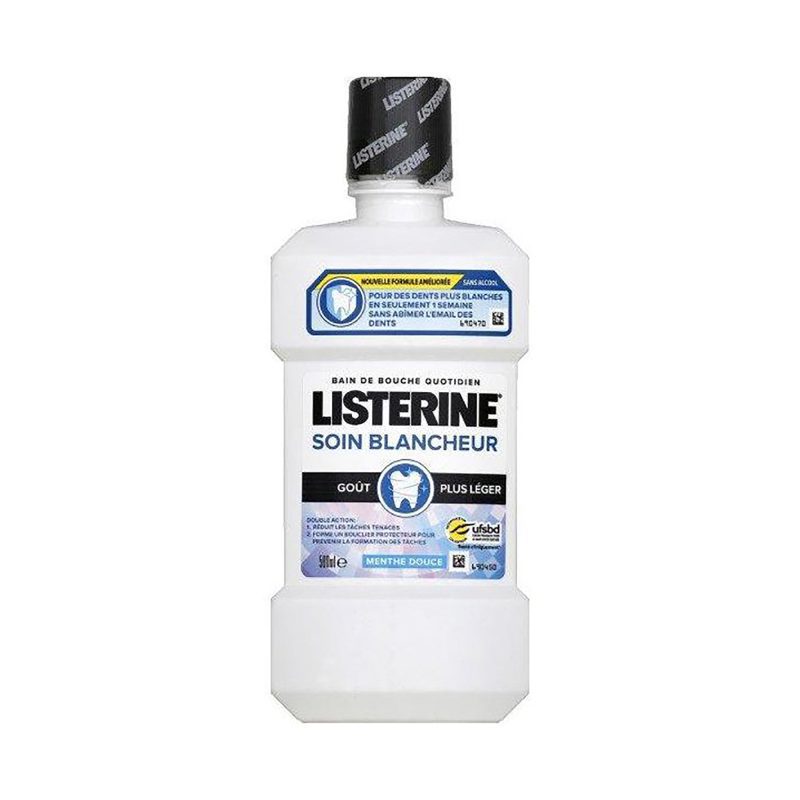 listerine bain bouche soin blancheur gout plus leger sans alcool menthe douce 500ml