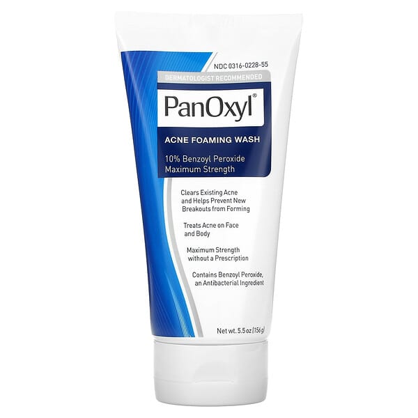 panoxyl nettoyant moussant contre l'acne peroxyde de benzoyle 10 % force maximale 156 g