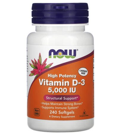 now foods, vitamin d-3, 125 mcg (5,000 iu), 240 softgels 