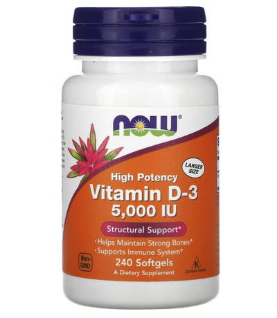 now foods, vitamin d-3, 125 mcg (5,000 iu), 240 softgels 