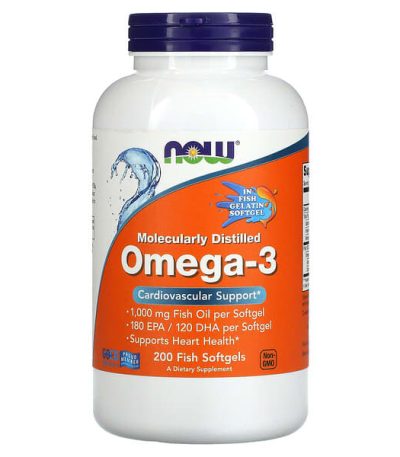 now foods, omega-3, 180 epa /120 dha, 200 fish softgels