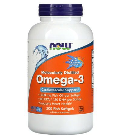 now foods, omega-3, 180 epa /120 dha, 200 fish softgels