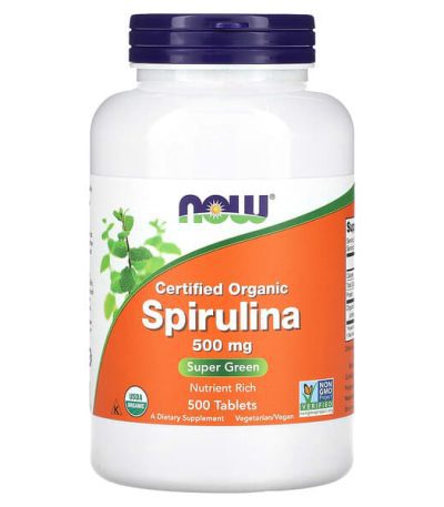 now foods spiruline certifiee biologique 500mg 500 comprimes