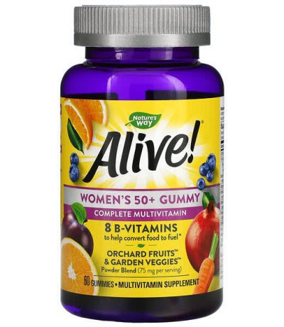 nature's way, vivant! ladies 50+ gummy vitamins, great fruit flavors, 60 gummy