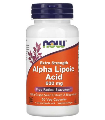 now foods, acide alpha-lipoique, extra fort, 600 mg, 60 gelules vegetales 