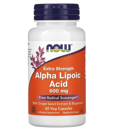 now foods, acide alpha-lipoique, extra fort, 600 mg, 60 gelules vegetales 