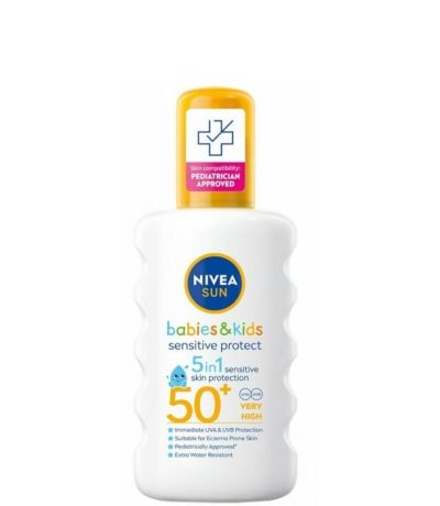 nivea sun babies & kids sensitive protect 5-in-1 spray spf50+ 200ml