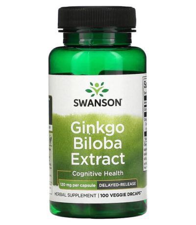 swanson, extrait de ginkgo biloba, 120 mg, 100 capsules vegetariennes 