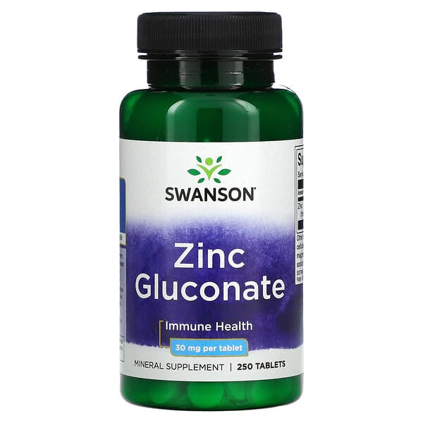 swanson, gluconate de zinc, 30 mg, 250 comprimes