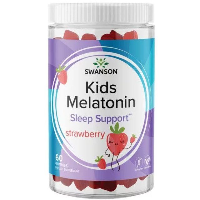 swanson, melatonine pour enfants, soutien du sommeil, fraise, 60 gommes 