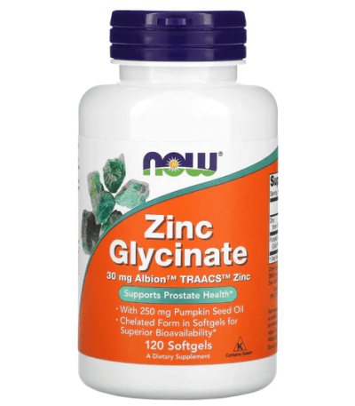 now foods zinc glycinate 30 mg 120 gel
