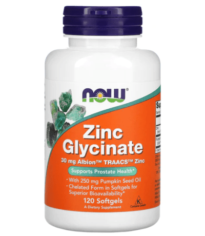 now foods zinc glycinate 30 mg 120 gel