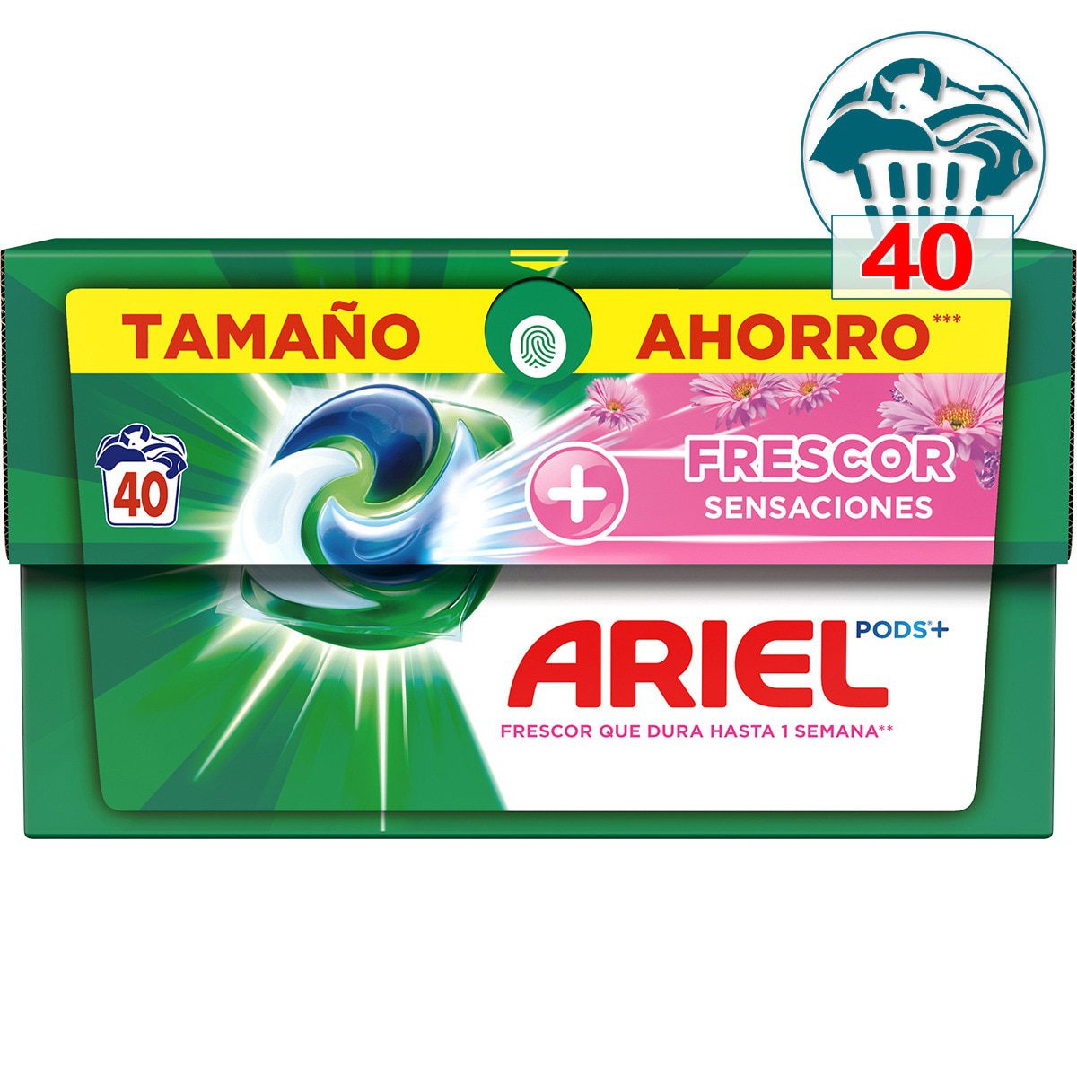 ARIEL 3 EN 1 PODS + LESSIVE PASTILLE 40 PIECES