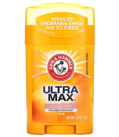arm & hammer, ultramax, deodorant anti-transpirant en stick, powder fresh, 28 g
