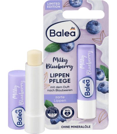balea baume a levres milky blueberry