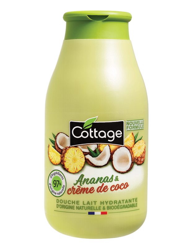 cottage douche lait hydratante ananas et creme de coco 250 ml