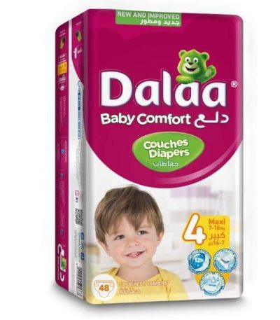 dalaa couches baby comfort taille 4 maxi, 48 unites