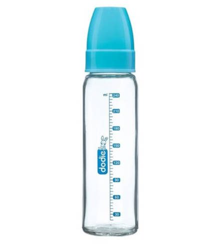 dodie biberon col etroit verre 240ml bleu lagoon