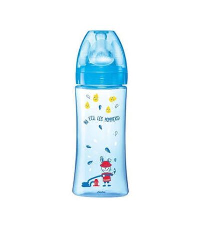 dodie biberon ini+ 330ml bleu pompier +6 m tetine ronde anti colique