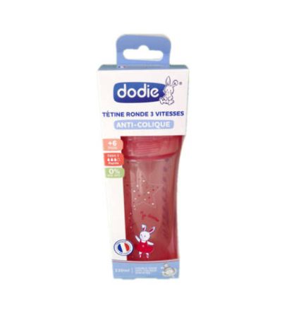 dodie biberon ini+ 330ml rose danse +6 m tetine ronde 3 vit