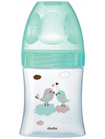dodie biberon ini+ verre 150ml vert oiseaux 0-6 tetine ronde 3 vitesses anti colique