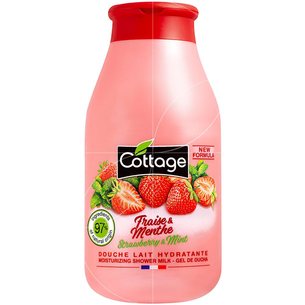 DOUCHE LAIT HYDRATANTE FRAISE &amp; MENTHE COTTAGE 250 ML
