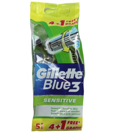 gillette blue iii razor 4 + 1 sensitive