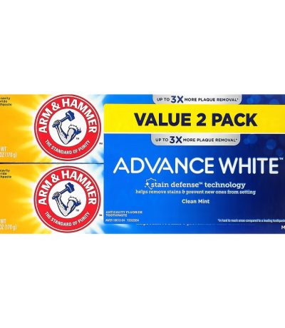 arm & hammer advance white dentifrice gel scintillant - pack x 2 - 115 gr x 2