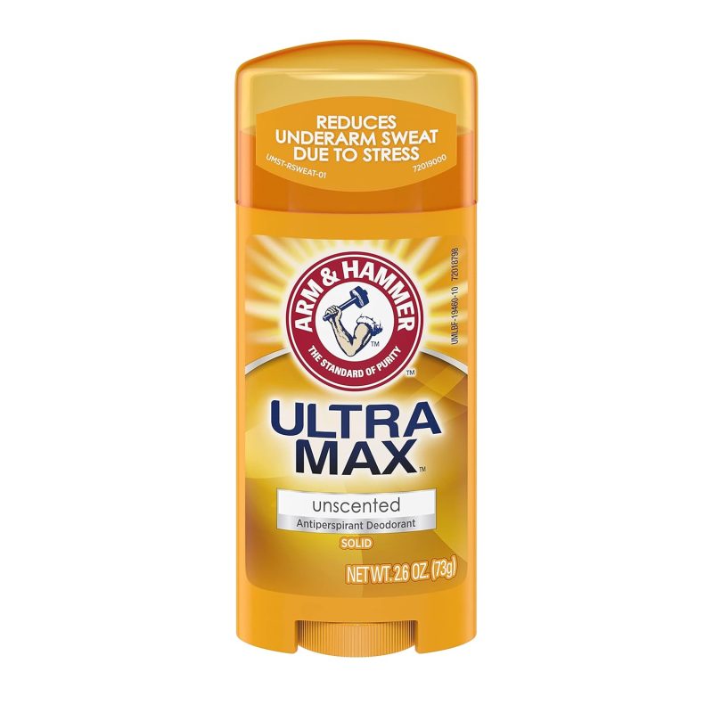 arm & hammer deodorant anti-transpirant ultramax pour hommes invisible solid - sans parfum - 73 g