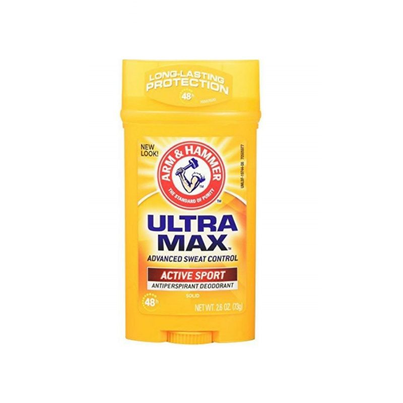 arm & hammer, ultramax, deodorant anti-transpirant en stick pour homme active sport