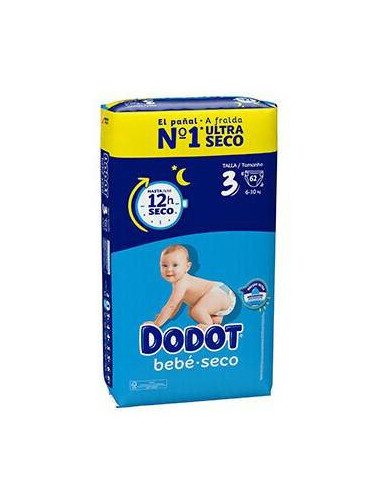 dodot bebe seco - couches absorbante taille 3 (6-10kg) - 62 couches