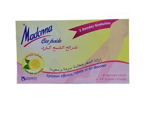 MADONNA CIRE FROIDE PARFUM&Eacute;E AU CITRON – 8 BANDES CORPS + 12 BANDES VISAGE