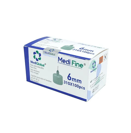 MEDI FINE AIGUILLES POUR STYLO D&rsquo;INSULINE 6MM 50 PCS