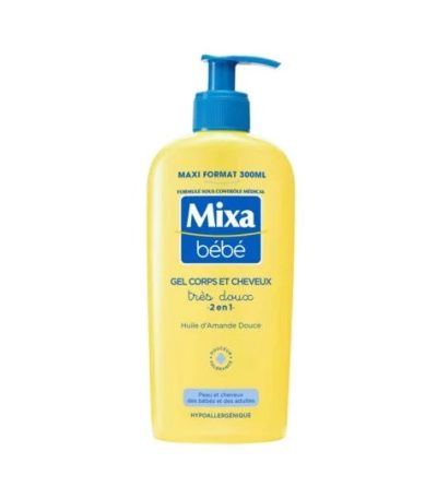 mixa bebe gel corps et cheveux tres doux 2 en 1 avec huile d'amande douce - 300 ml