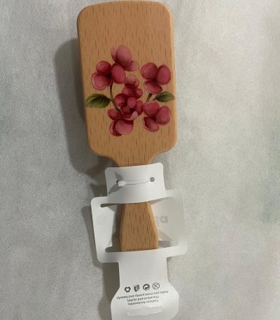 moda brosse a cheveux en bois petite taille avec motif de fleur