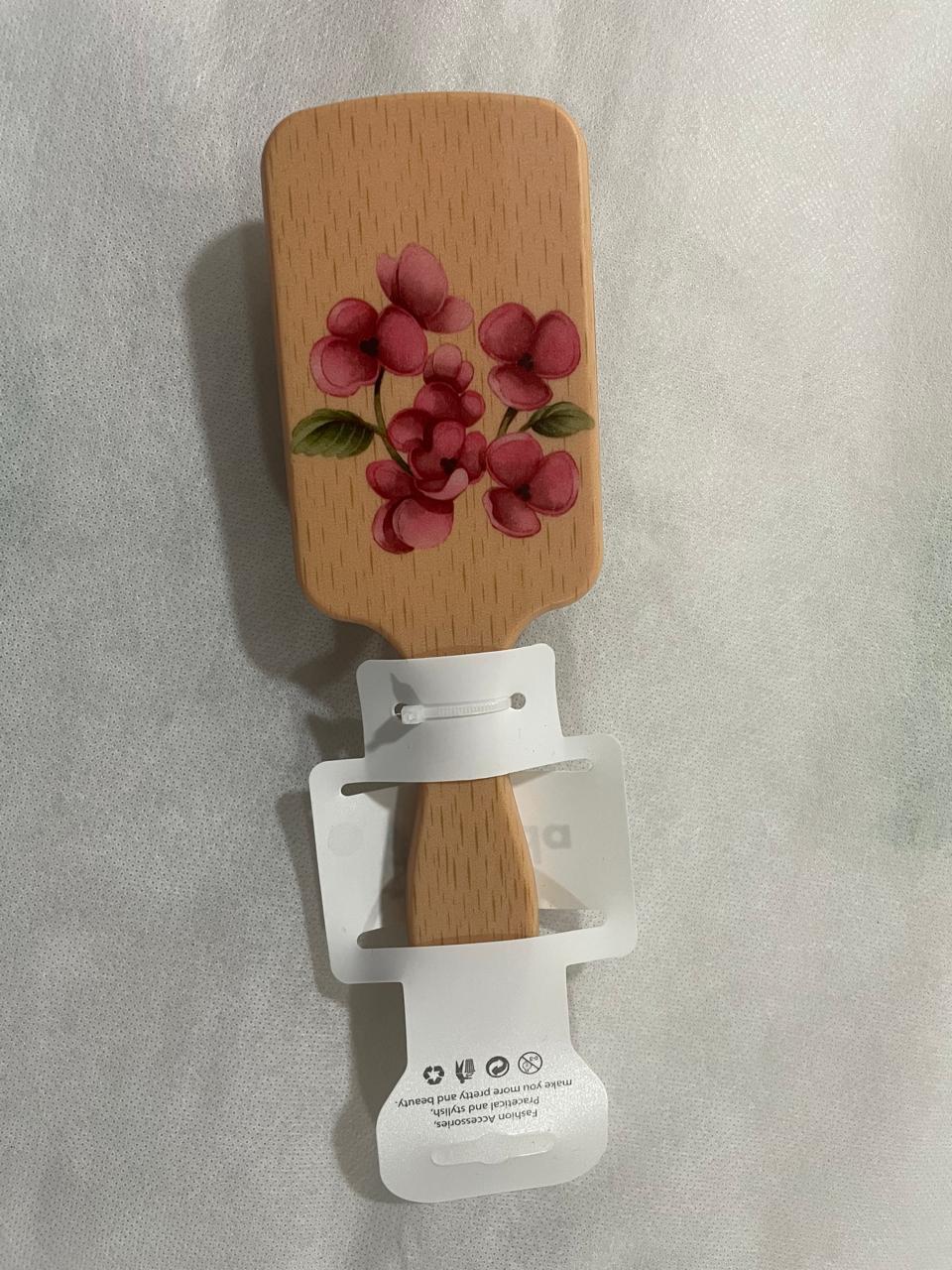 MODA BROSSE A CHEVEUX EN BOIS PETITE TAILLE AVEC MOTIF DE FLEUR