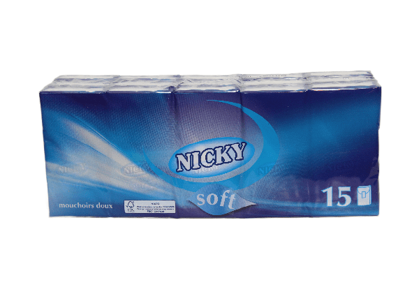 nicky mouchoirs doux en paquet de 15 mouchoirs