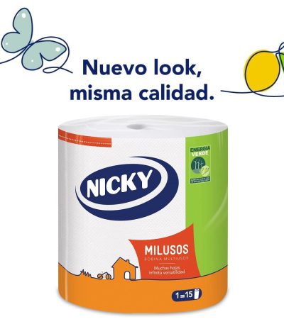 papier de cuisine nicky mega geant - multi-usage rouleau de 535 feuilles - papier super absorbant et resistant - papier certifie 100 % fsc, blanc.